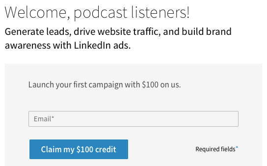 LinkedIn $100 Offer for MoC Listeners